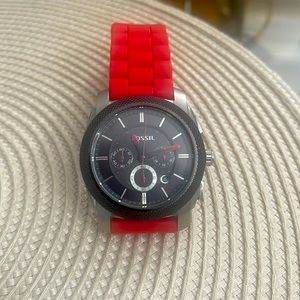 Red Band Fossil Watch